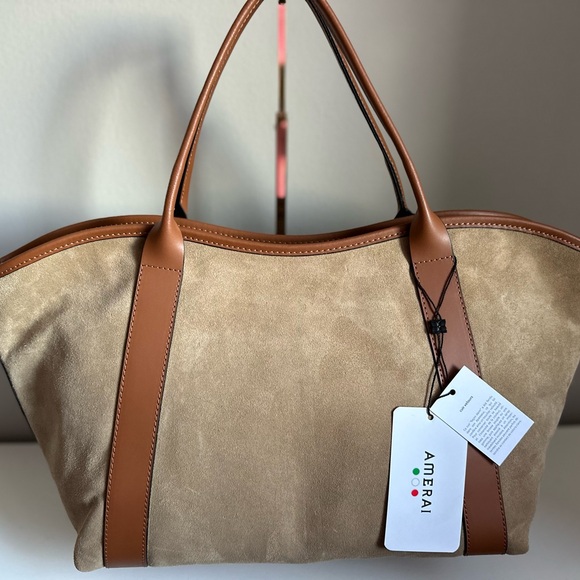 NWT AMERAI Lola Handbag in Italian Camel Suede - Picture 3 of 8